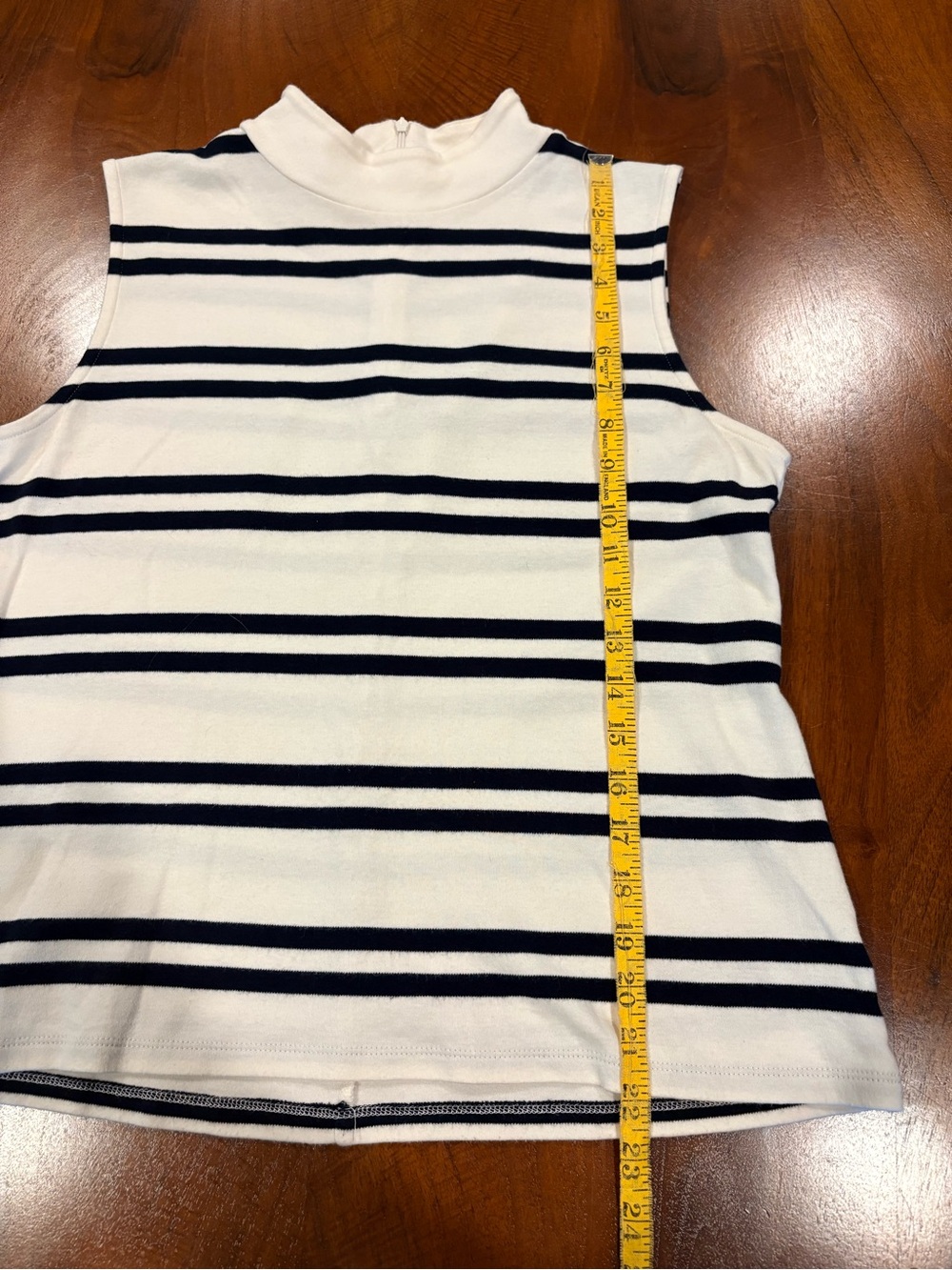 Talbots, Striped Sleeveless Mock Neck Top - White & Black, size L - Picture 7 of 7
